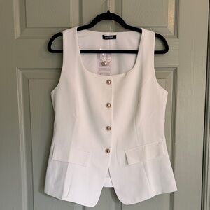 M White Button-Front Vest -NWT